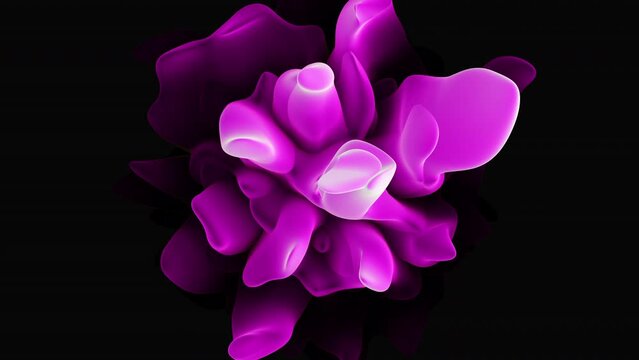 A vibrant 3D rendering of a purple flower against a black backdrop. Its purpose isn't explicitly stated, leaving room for interpretation