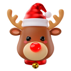 3d rendering of christmas rudolph reindeer icon
