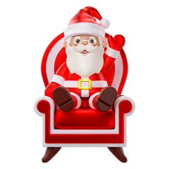 3d rendering of christmas   santa claus sitting on a chair icon
