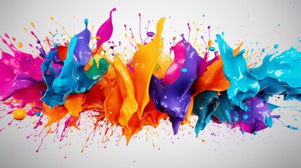 Colorful ink splashes. Paint splatters on bright material. 