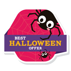 Halloween discount sticker Creepy label Vector