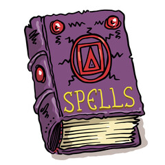 Spooky Magic Spell Book Cartoon Doodle