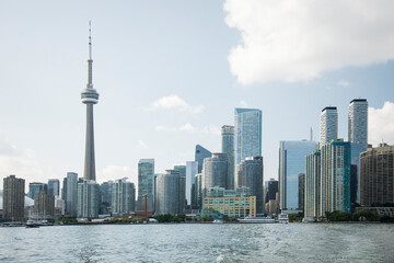 Beautiful view of Rogers Centre and CN Tower in Toronto, Canada