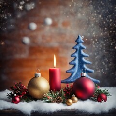 Obraz premium Home is decorated with Christmas ornaments, and gift boxes, as well as a light decoration with candles
