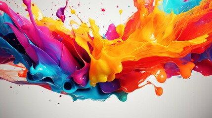 Colorful ink splashes. Paint splatters on bright material. 