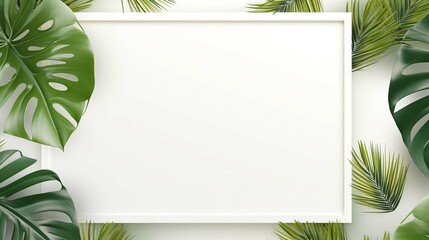 Nature background, abstract white frame in the leaves