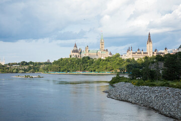 Beautiful view of The Parliament Hill in Downtown Ottawa, Canada
