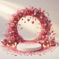 Image of digital backdrop Pink backgrounds with candles for wedding design, Red design backgrounds, roses, hearts and candles printed on Printed Glass Splashbacks