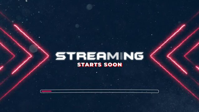 Social Media Streaming Intro Or Beginning With Neon Lights Background, Glittering Particles And Progress Bar