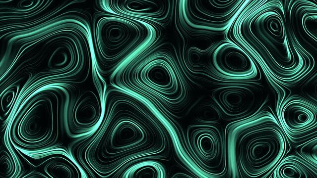 Black and teal rippling water pattern with wavy lines moving in various directions, creating a vibrant sense of depth and movement in the image