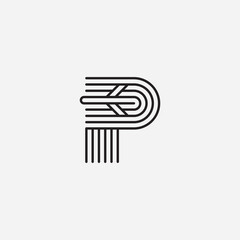 Letter P plane logo design illustration vector template - obrazy, fototapety, plakaty