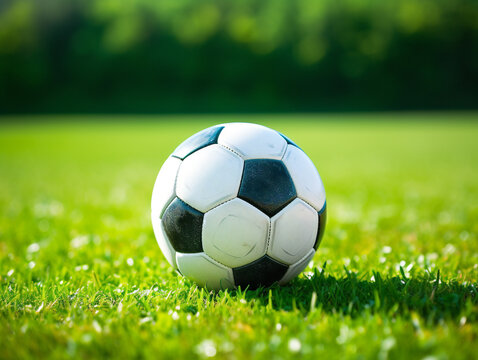 A closeup of a soccer ball on a vibrant green field, captured in image 00008 01 rl.