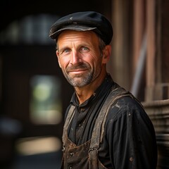 German, chimney sweep, 20s, traditional, work clothes.
