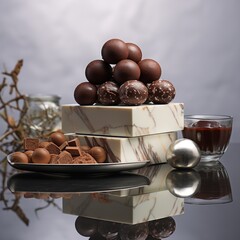 Fine praline creations, handcrafted chocolate balls,