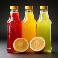 Colorful lemonade bottle with sleek design, ai generated