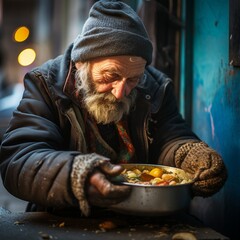 Homeless  old man, Hunger, Mitgefühl,  ai generated