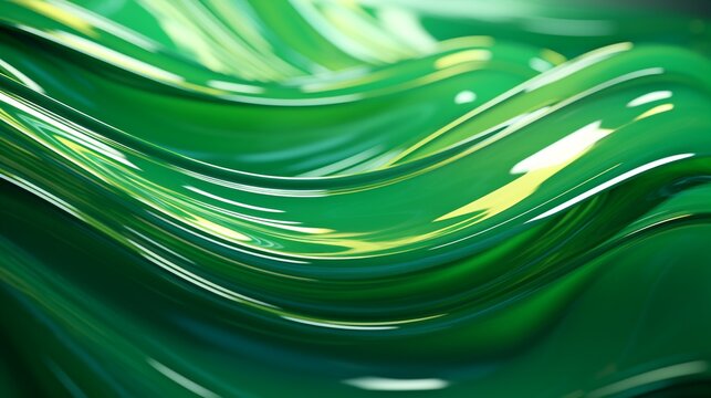 Lines of shiny oil in different shades of green, ai generated
