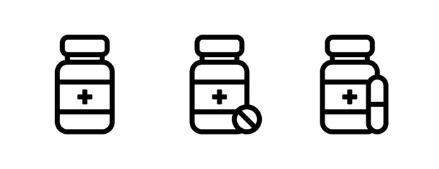 Medicine Bottle Icon Set - Vector : Medical Theme, Pharmaceutical Theme, Healthcare Theme, Infographics and Other Graphic Related Assets.