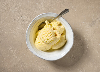 bowl of vanilla ice cream