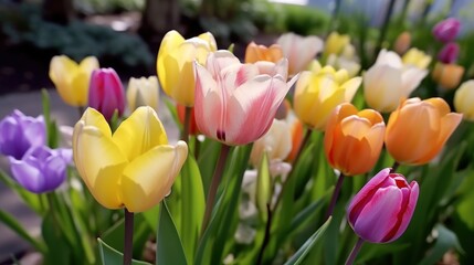 Tulips. Beautiful bouquet of tulips. colorful tulips. tulips in spring,colourful tulip