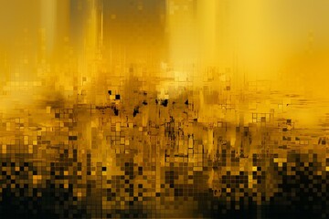 Image with vibrant mustard-colored matrix style background and panoramic banner. Generative AI