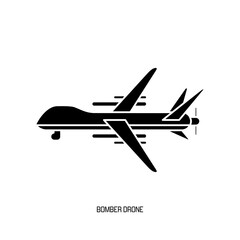 Bomber drone or surveillance drone in black fill icon. Unmanned combat aerial vehicle (UCAV). Military combat drone vector illustration in trendy style. Editable graphic resources for many purposes. - obrazy, fototapety, plakaty