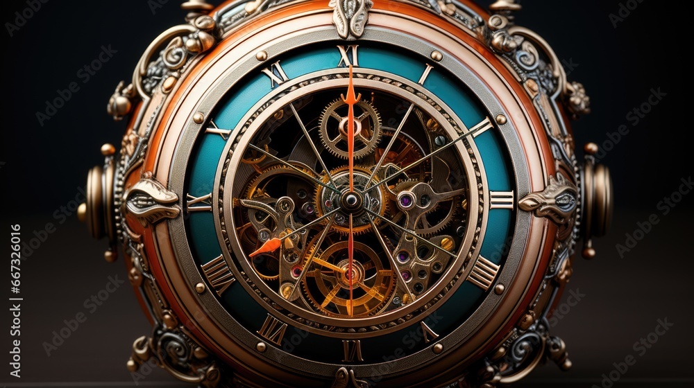 Poster a close up of a clock on a table. ai image.