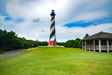 Cape Hatteras Lighthouse on the Atlantic Ocean in North Carolina.