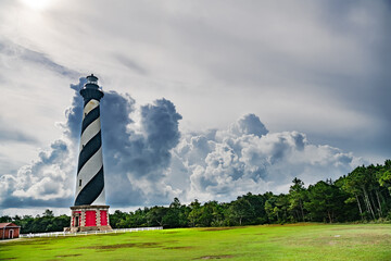 Cape Hatteras Lighthouse on the Atlantic Ocean in North Carolina.
