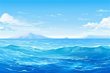 Fototapeta na wymiar blue sea with clear white clouds background with copy space.