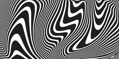 Abstract background made of distorted lines. Pattern with optical illusion. Psychedelic stripes. Vector illustration for brochure, flyer, card, banner or cover. vector illustration