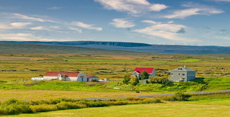 Fototapeta na wymiar Farmland Near Lake Myvatn area of Iceland