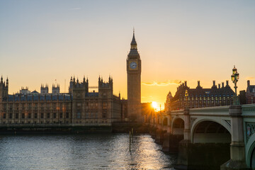 Fototapeta na wymiar Big Ben at sunset in London. England