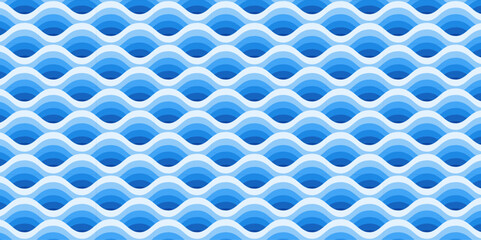 Wave seamless pattern.Vector illustration with 3D effect. Vector blue background of abstract waves in Gradient colors.