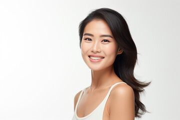 Beautiful face of young woman and skin care with healthy facial skin natural makeup.