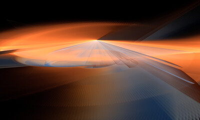 3D illustration. Abstract image. Technological fractal.. Fantastical top view of the sunset on a space object. Graphic element, texture, background for web design