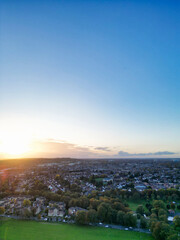 Aerial View of Wardown Public Park of Luton City, England UK. Image Captured During sunset over United Kingdom with Drone's Camera on October 24th, 2023