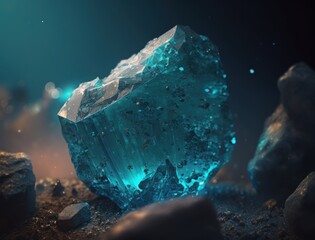 Fototapeta na wymiar Aquamarine crystal background stone Close up Multicolored gemstone