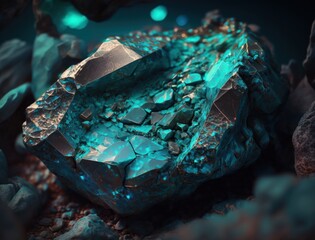 Chrysocolla crystal background stone Close up Multicolored gemstone