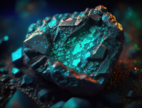 Chrysocolla crystal background stone Close up Multicolored gemstone