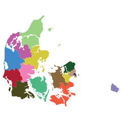 Denmark map with administrative provinces. Map of Denmark