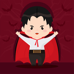 Cute kawaii vampire costume Halloween season Vector