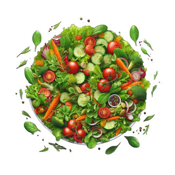 Healthy and Fresh Salad Isolation, GENERATIVE AI