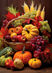 Thanksgiving day, this Charming Postcard featuring a Platter of Roasted Turkey and Vibrant Seasonal Vegetables