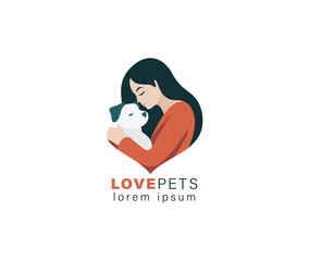 Love pets heart love logo design