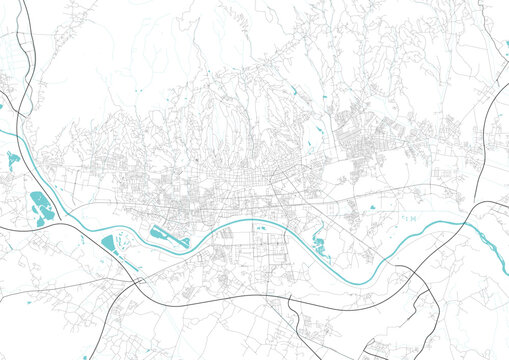 Street map art of Zagreb city in Croatia. Road map of Zagreb. Black and white (blue) illustration of Zagreb streets. Croatia Printable poster