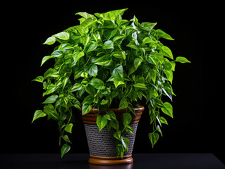 Pothos (Epipremnum aureum)  Studio Shot Isolated on Clear Background, Generative AI