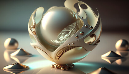 Sphere with pearls Abstract geometric composition
