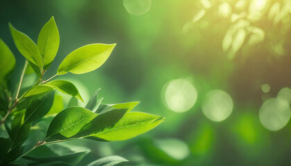 close up of nature view green leaf on blurred greenery background under sunlight with bokeh and copy space using as background natural plants landscape ecology wallpaper or cover concept