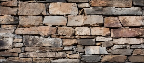 Old stone wall made of rocks for background